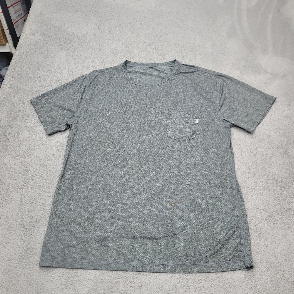 Vuori T-Shirt Mens XL Gray Heathered Performance Stretch Tradewind Pocket